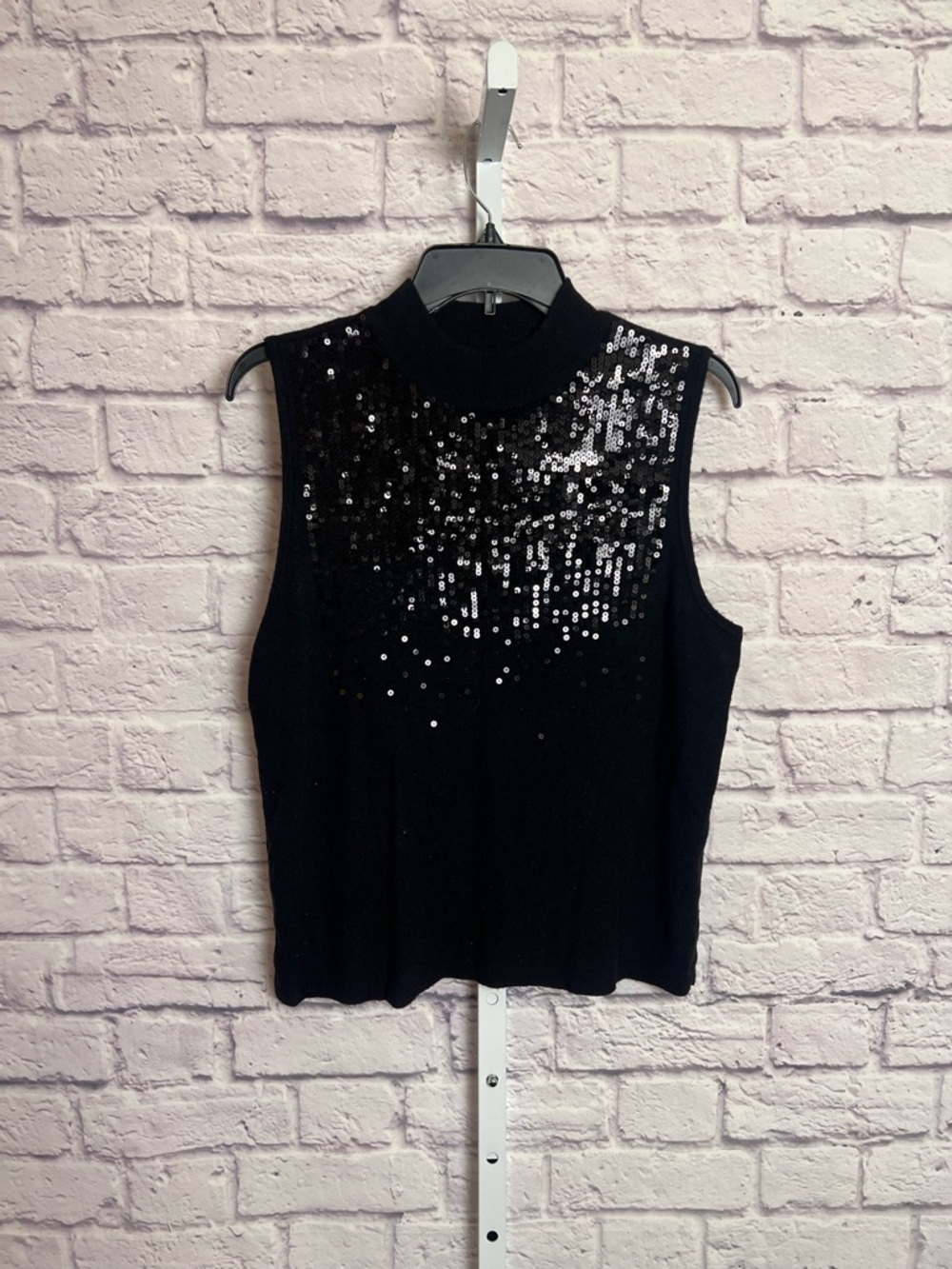 Marled Sleeveless Mock Turtleneck with Sequins size XL